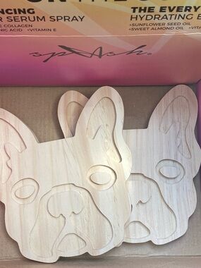 Wooden French Bulldog Coasters - Natural Wood